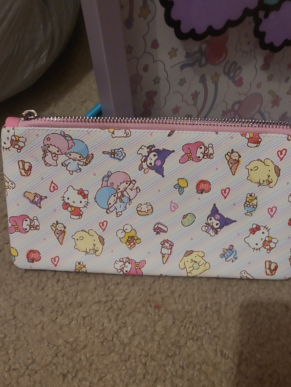 Sanrio Pastel Pink Multi-Character Zip Pouch